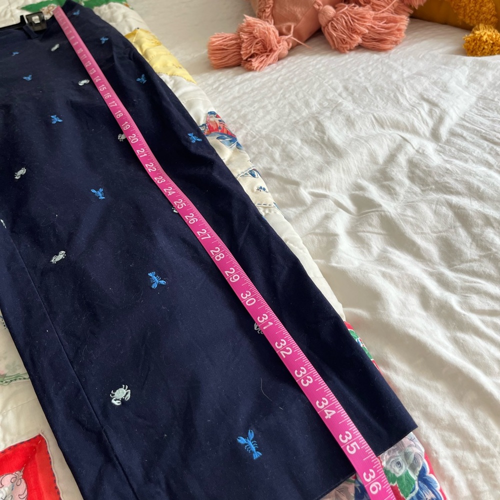 Talbots Navy Chino Pants with Blue and White Embroidery and matching Cardigan - Picture 7 of 9